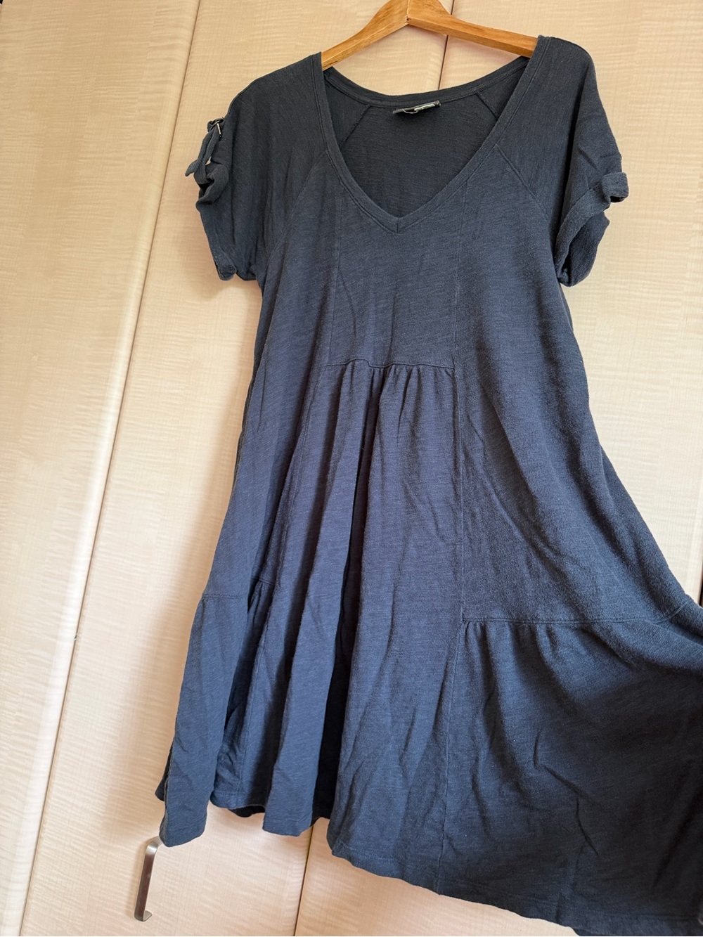 Anthropologie Navy Short Sleeve V-Neck Dress